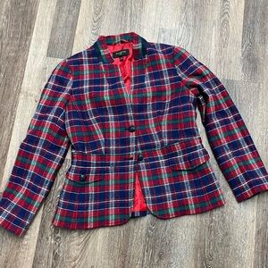 Talbots Plaid Single Breasted Wool Blazer